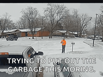 Man Standing In Snow Near Mailbox GIF