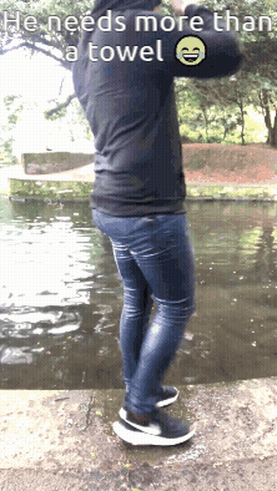 Man Standing Near Water He Needs More Than Towel GIF