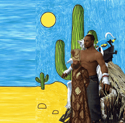 Man Standing Next To Cactus With D GIF