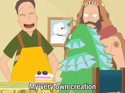 Man Standing Next To Cake My Very Own Creation GIF