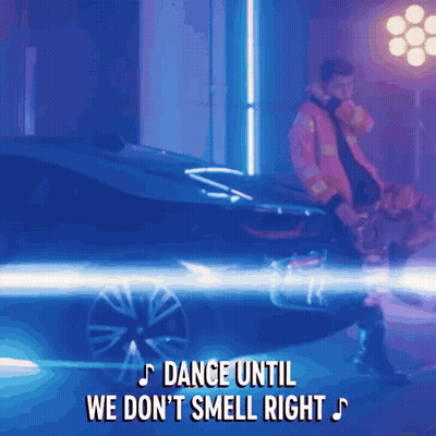 Man Standing Next To Car Dance Until We Don't Smell Right GIF