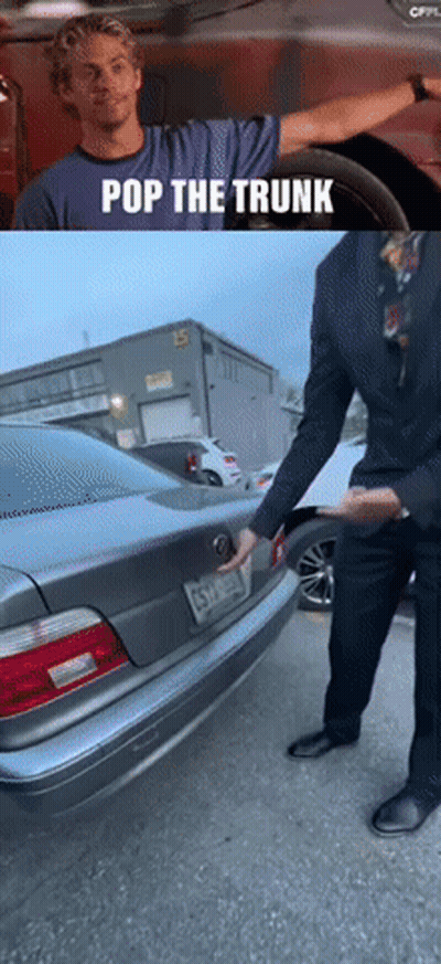 Man Standing Next To Car Saying Pop The Trunk GIF
