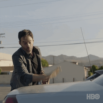 Man Standing Next To Car With HBO Logo GIF