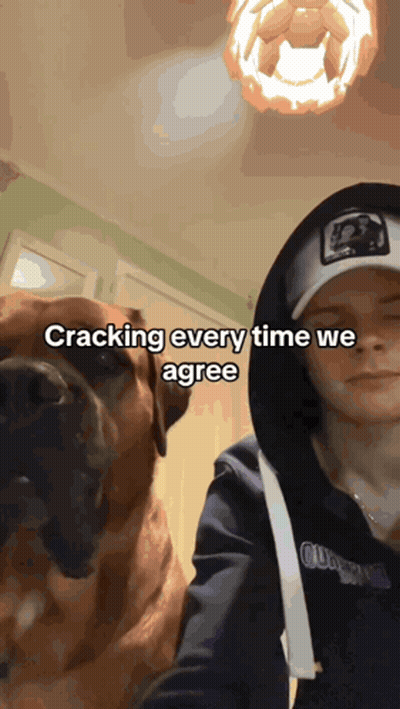 Man Standing Next To Dog Saying Cracking Every Time We Agree GIF