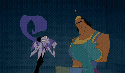 Man Standing Next To Purple Black Cartoon GIF