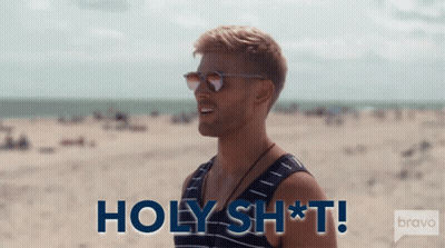 Man Standing On Beach Saying Holy Sh T GIF