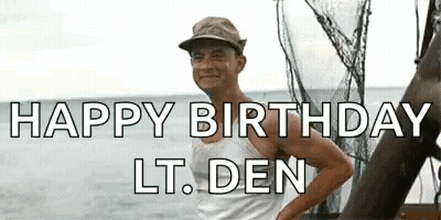 Man Standing On Boat With Happy Birthday Lt. Den GIF