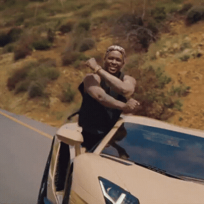 Man Standing On Car Hood GIF