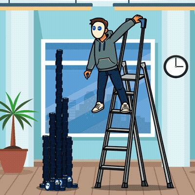 Man Standing On Ladder GIF