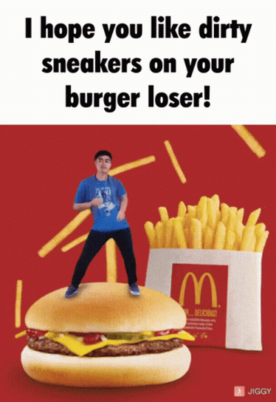 Man Standing On McDonald's Hamburger GIF