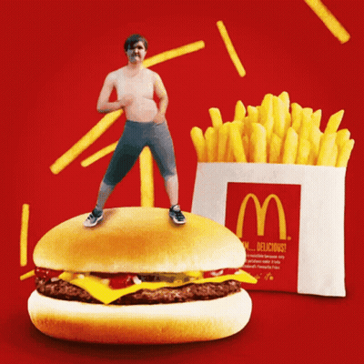Man Standing On McDonald's Hamburger GIF