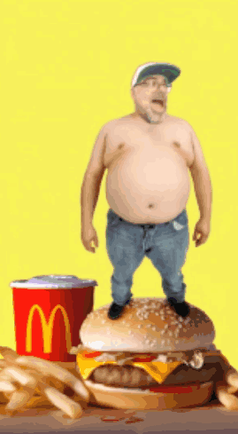 Man Standing On McDonald's Hamburger GIF