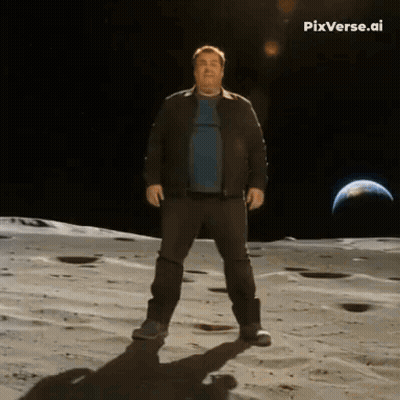 Man Standing On Moon With Pixverse.ai GIF
