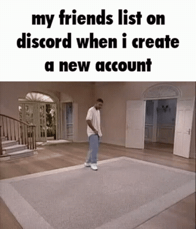 Man Standing On Rug In Front Of Staircase GIF