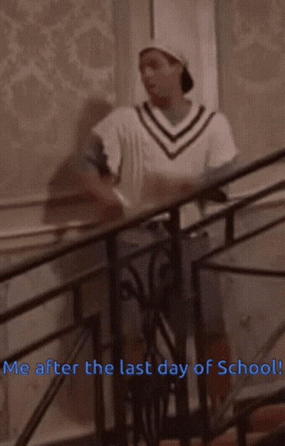Man Standing On Stairs After School GIF