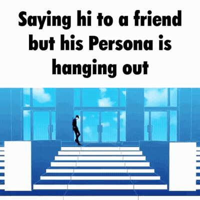 Man Standing On Stairs In Front Of Building GIF
