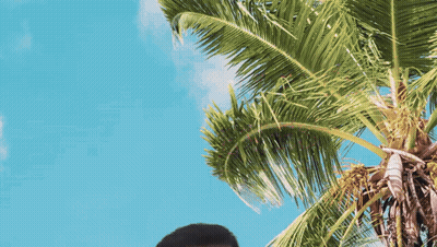 Man Standing Under Palm Tree GIF