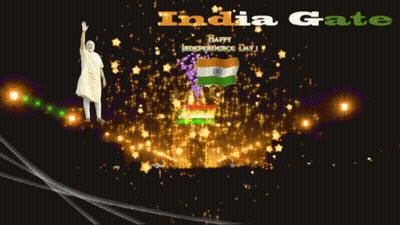 Man Statue In Front Of India Gate GIF