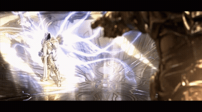 Man Statue With Light From Head GIF
