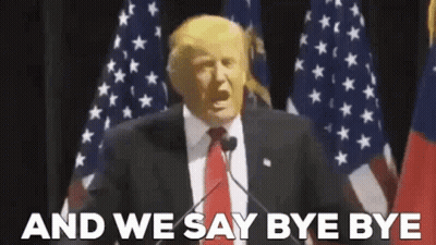 Man Suit And Tie Speaking At American Flag GIF