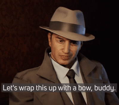 Man Suit Hat Let's Wrap Up Bow Buddy