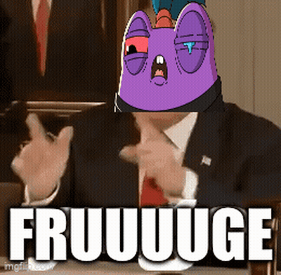 Man Suit Purple Cat On Head Fruuuuge GIF