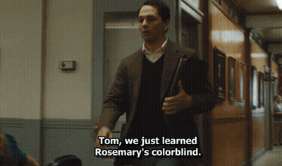 Man Suit Tom We Learned Rosemary's Color Blind GIF