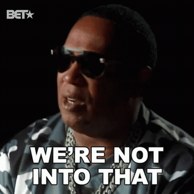 Man Sunglasses Camo Saying We're Not Into That GIF
