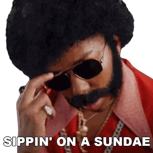 Man Sunglasses Red Shirt Sippin' On Sundae Sticker