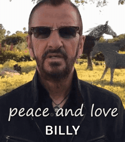 Man Sunglasses Says Peace And Love Billy In Front Of A Horse GIF