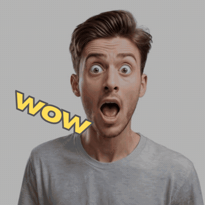 Man Surprised With Wow Text GIF