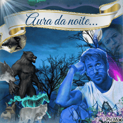 Man Surrounded by Animals With Aura da Noite Banner