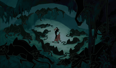 Man Surrounded By Black Animals GIF