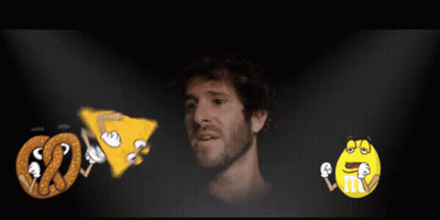 Man Surrounded By Cartoon Characters Including Lays Chips Bag GIF