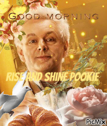 Man Surrounded By Flowers And Croissants GIF