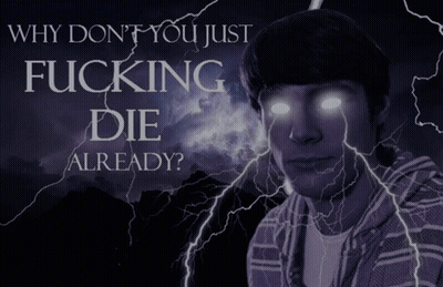 Man Surrounded By Lightning Saying Why Don't You Just Fucking Die Already GIF