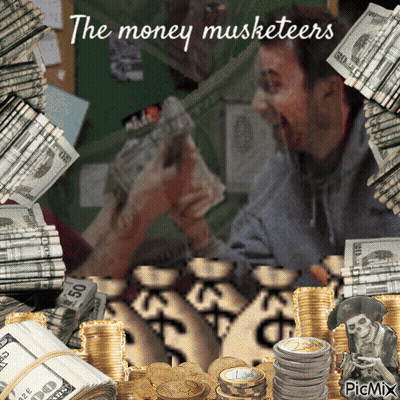 Man Surrounded By Money Musketeers GIF