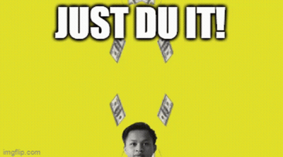 Man Surrounded By Money Saying Just Do It GIF