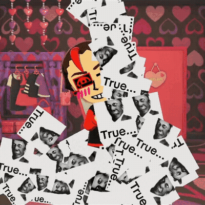 Man Surrounded By Pile Of Cards Saying True GIF