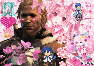Man Surrounded By Pink Flowers GIF