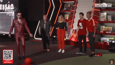 Man Surrounded By Soccer Balls Saying Gol Caracol GIF
