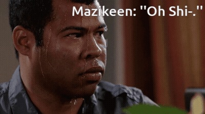 Man Sweating With Mazikeen Saying Oh Shi GIF