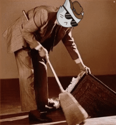 Man Sweeping Floor With Broom GIF