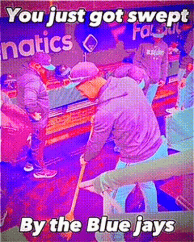 Man Sweeping Floor With Sign GIF