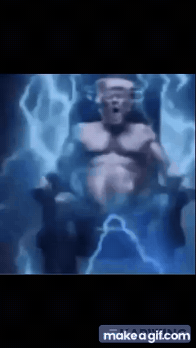 Man Swimming With Lightning Bolt From Mouth GIF