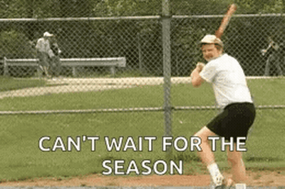 Man Swinging Baseball Bat Saying Can't Wait For The Season GIF