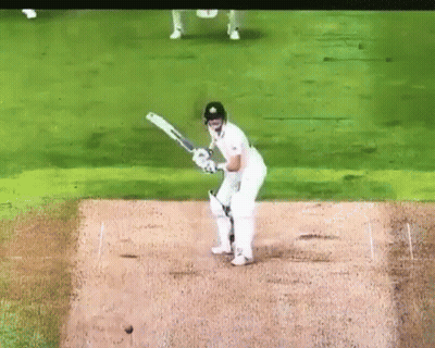 Man Swinging Bat At Ball On Field GIF