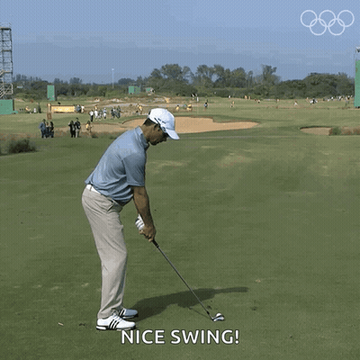Man Swinging Golf Club Nice Swing GIF