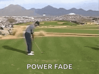 Man Swinging Golf Club Power Fade GIF