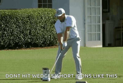 Man Swinging Golf Club Saying Don't Hit Wedges GIF